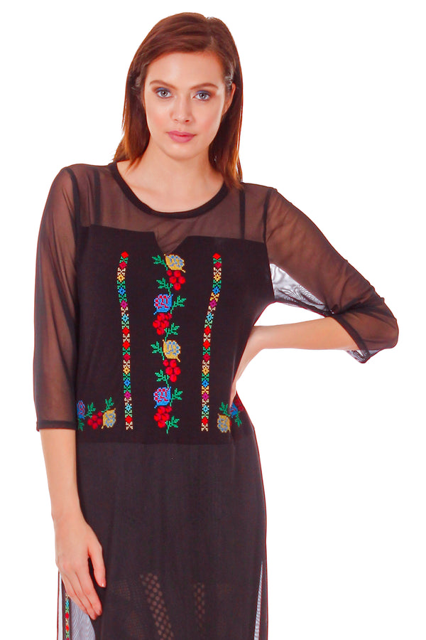 Bluzon tul cu broderie P-87